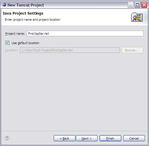Eclipse - New Tomcat Project wizard page 2