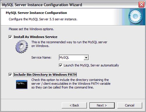 MySQL instance configuration Wizard