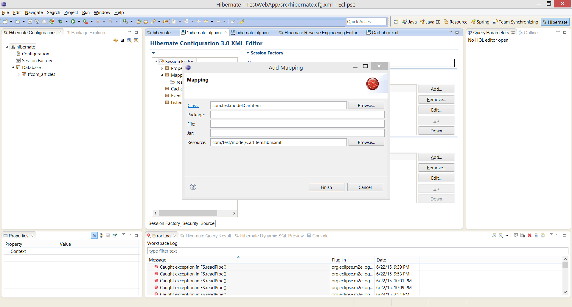 Add Mapping to hibernate.cfg.xml