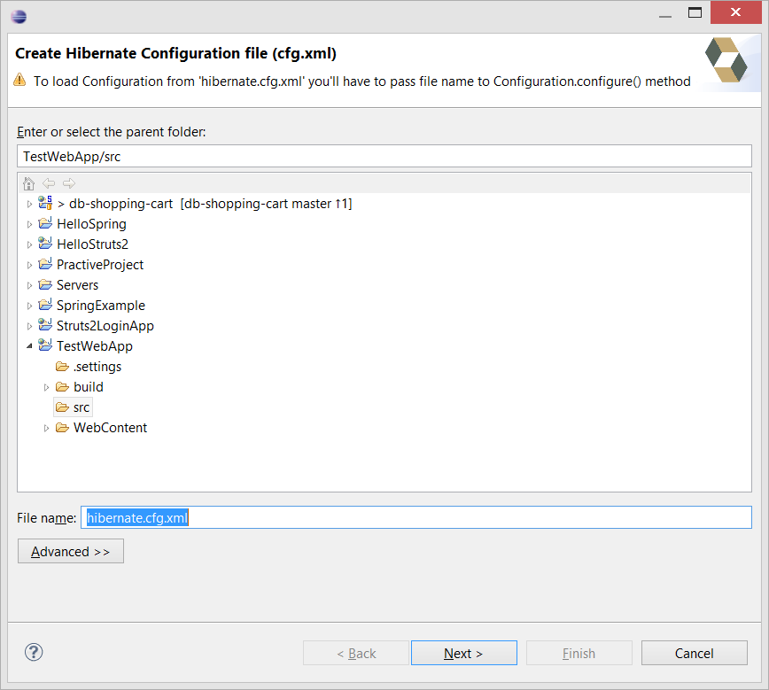 Create hibernate.cfg.xml