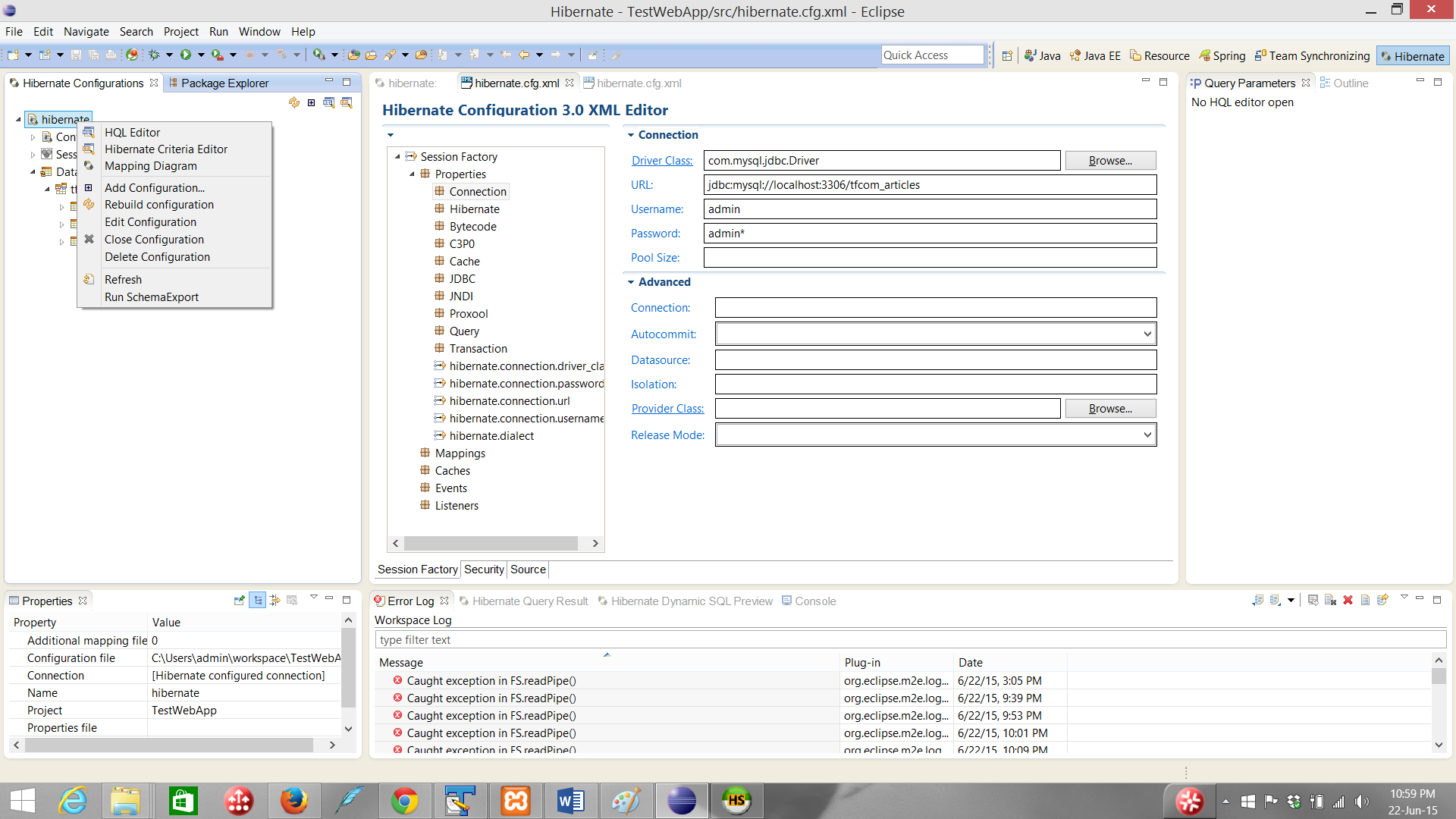 Rebuild Hibernate Config